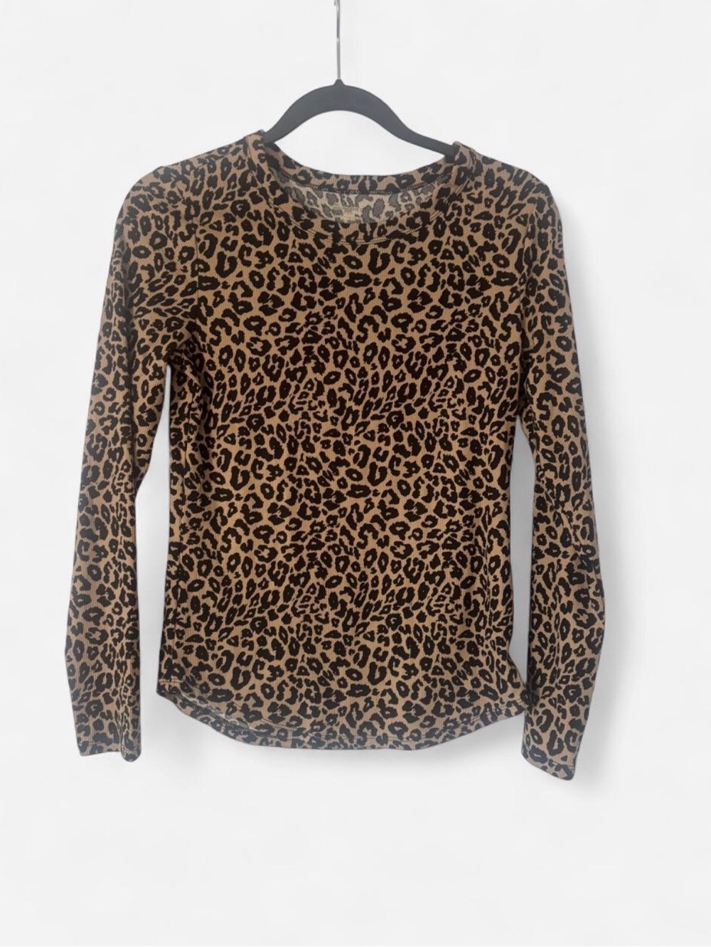 No Boundaries Leopard Print Long Sleeve Top - Tan and Black - Picture 2 of 4